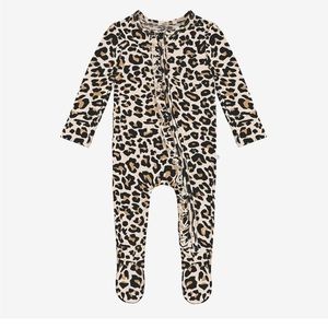 Posh Peanut Cheetah Print Ruffle Footie